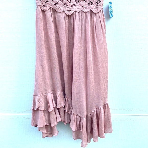 NWT Free People Womens size small Adella lace Slip Flowy Dress Dusty Rose - Picture 8 of 11
